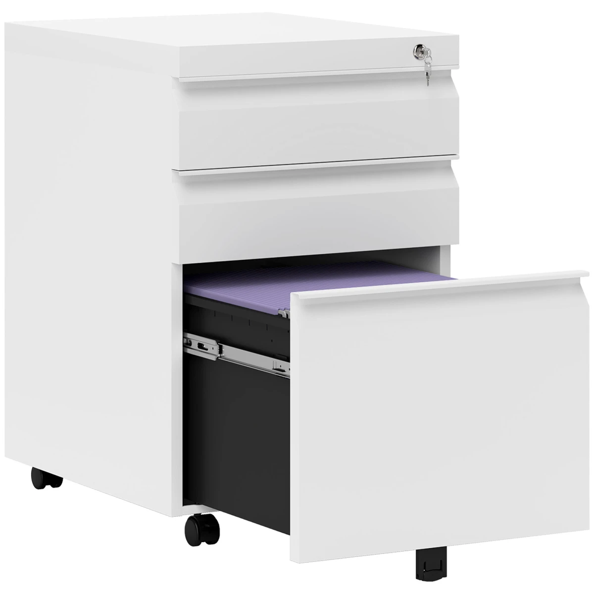 Vinsetto Lockable Mobile Vertical File Cabinet 3 Drawer Office Organizer For Home Office by Unbranded