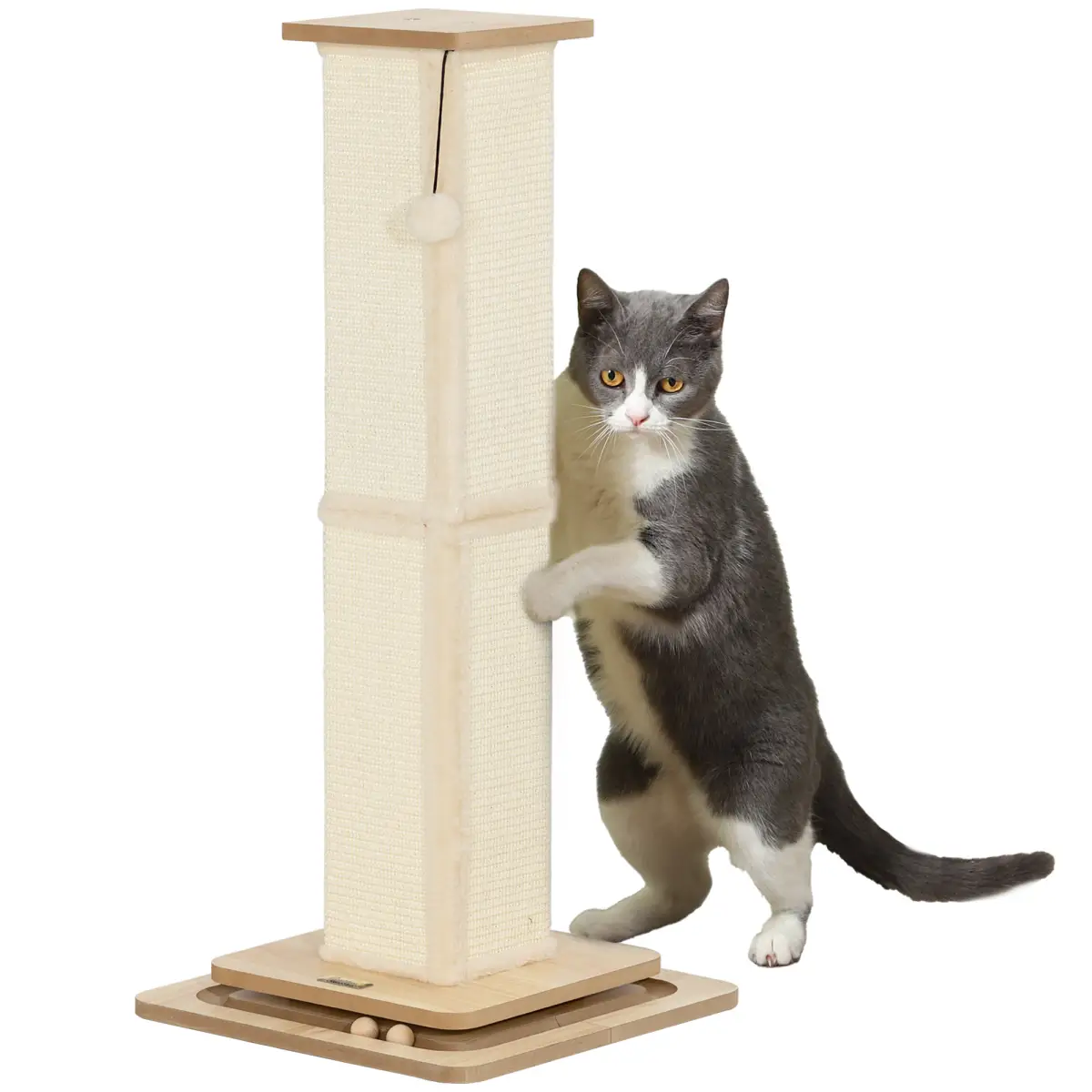 PawHut PawHut 87cm Cat Scratching Post 3 in 1 Cat Scratcher w/ Track Ball Toy - Cat Tree