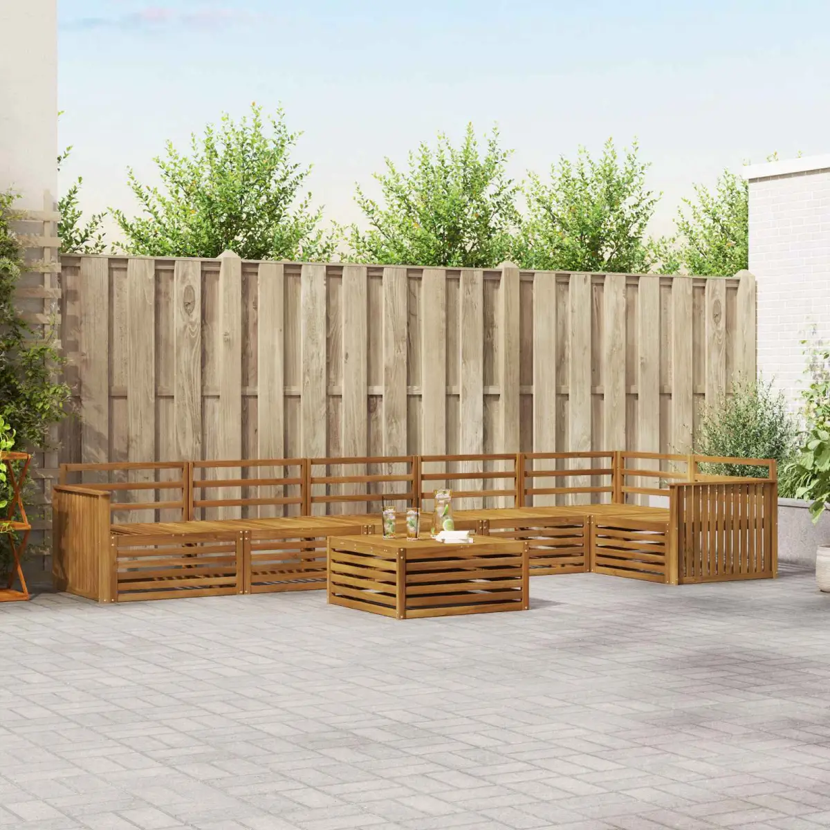 vidaXL vidaXL Outdoor Sofa Set 7 pcs Natural - Garden Sofa Sets