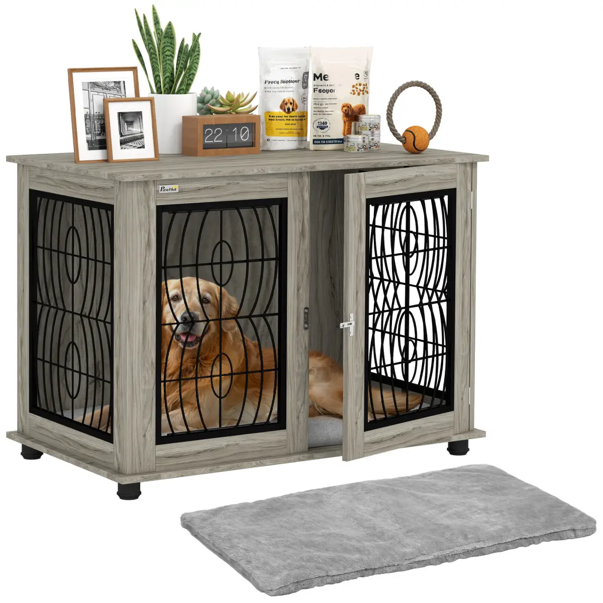PawHut PawHut Dog Crate Furniture, 37" End Table for Large Dogs w/ Cushion - Dog Crate