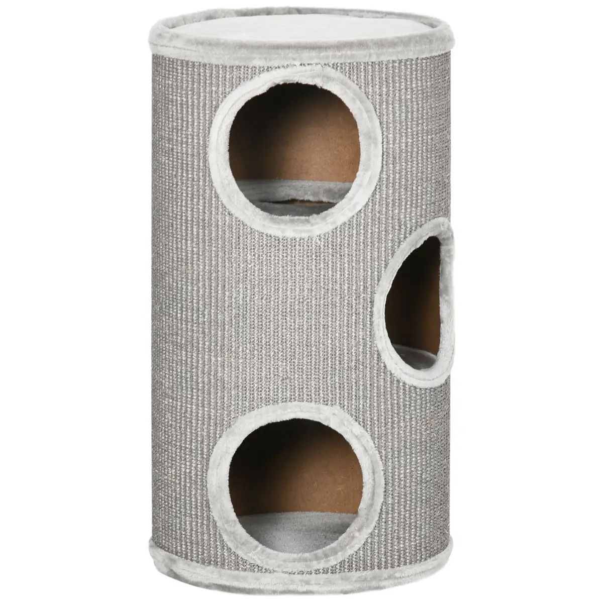 PawHut Cat Barrel Kitten Tree Tower for Indoor Cats, Covered with Sisal, Cosy Platform - Cat Tree