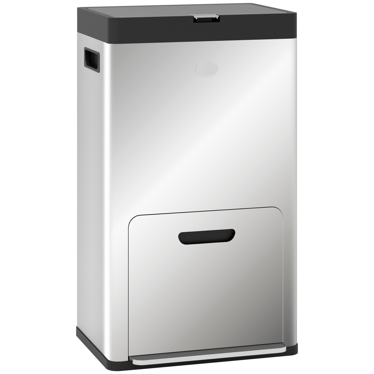 HOMCOM 3 Compartment Kitchen Bin, 56L Stainless Steel Pedal Bin with Wheels - from HOMCOM