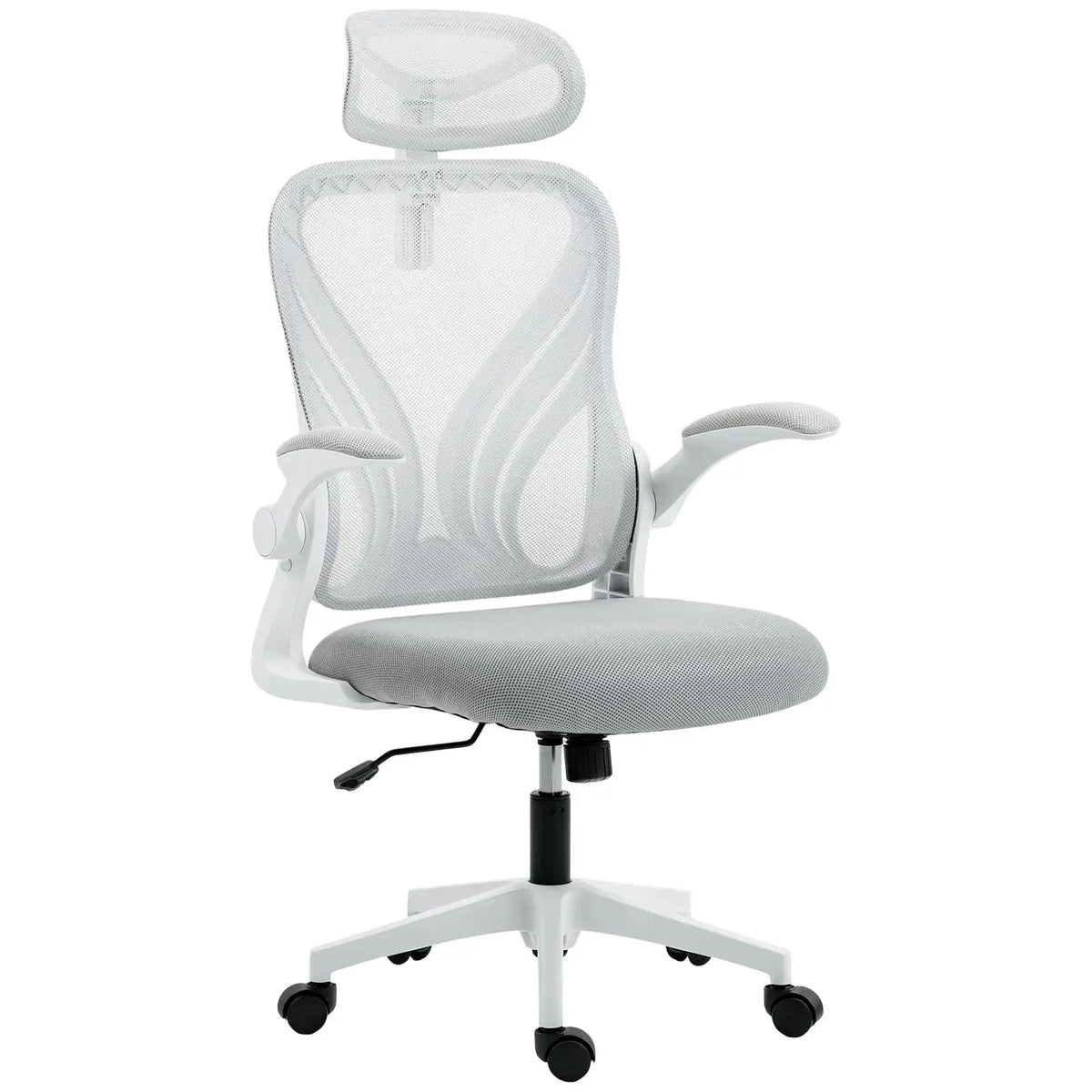 HOMCOM Ergonomic Office Chair with Foldable Backrest, 2D Headrest - Light Grey - from HOMCOM