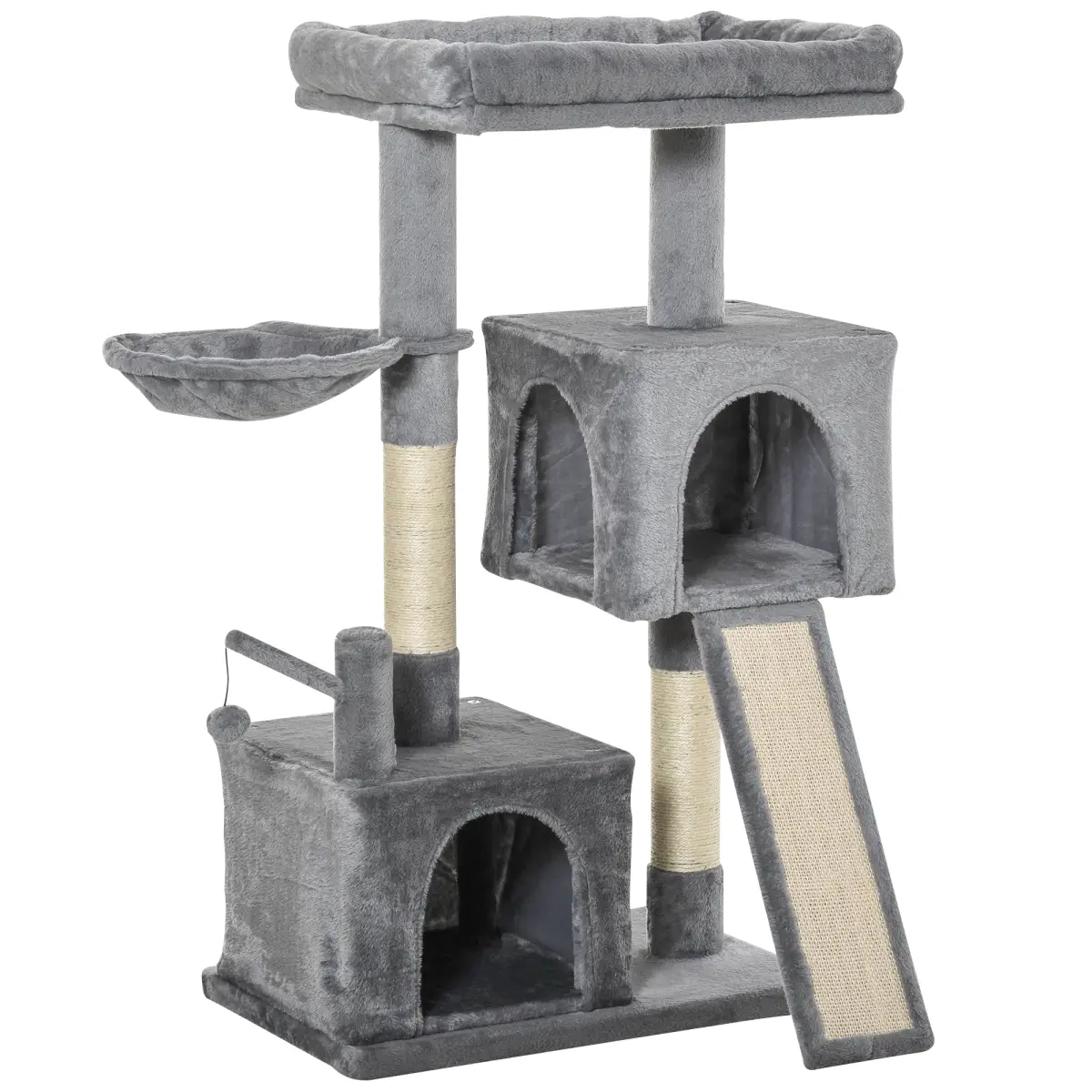 Pawyhut Cat Tree Tower w/ Sisal Scratching Posts Pad Hanging Ball Perch Condo Hammock - Cat Tree