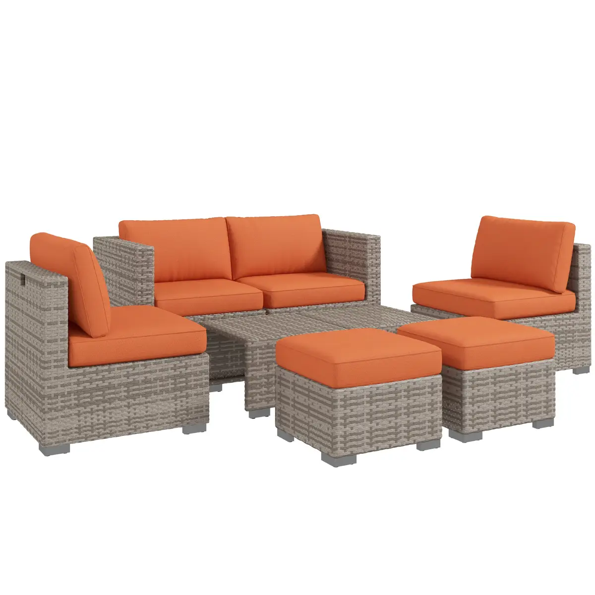 Outsunny Outsunny 8pc Outdoor Patio Furniture Set Weather Wicker Rattan Sofa Chair Orange - Garden Sofa Sets