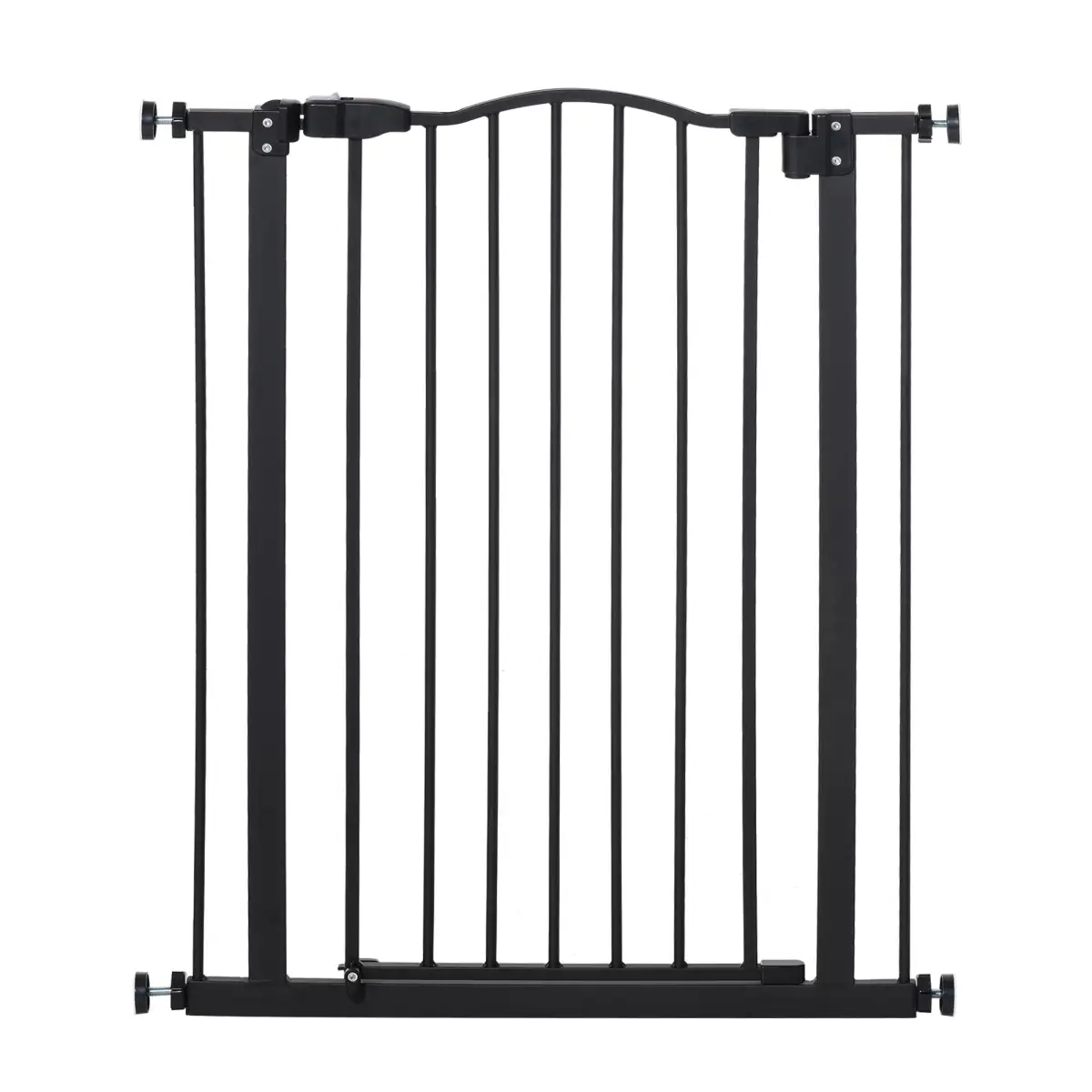 Pawhut 74-80cm Adjustable Metal Pet Gate Safety Barrier w/ Auto-Close Door Black - Pet Gate