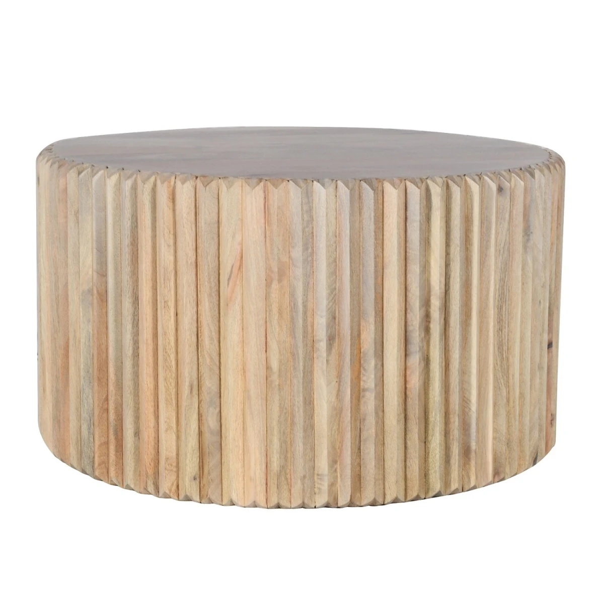 Hudson Coffee Table Round Carved Mango Wood Handcrafted In India Sustainable Solid Wood For Eco Conscious Homes by Indian Hub