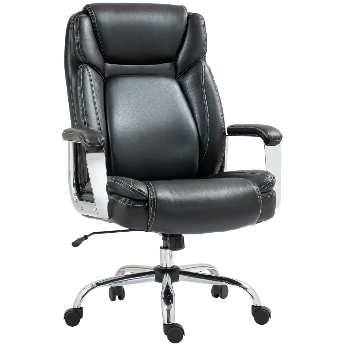 HOMCOM HOMCOM Faux Leather Desk Chair with Adjustable Height, 227kg 500LBS, Black - Office Chair