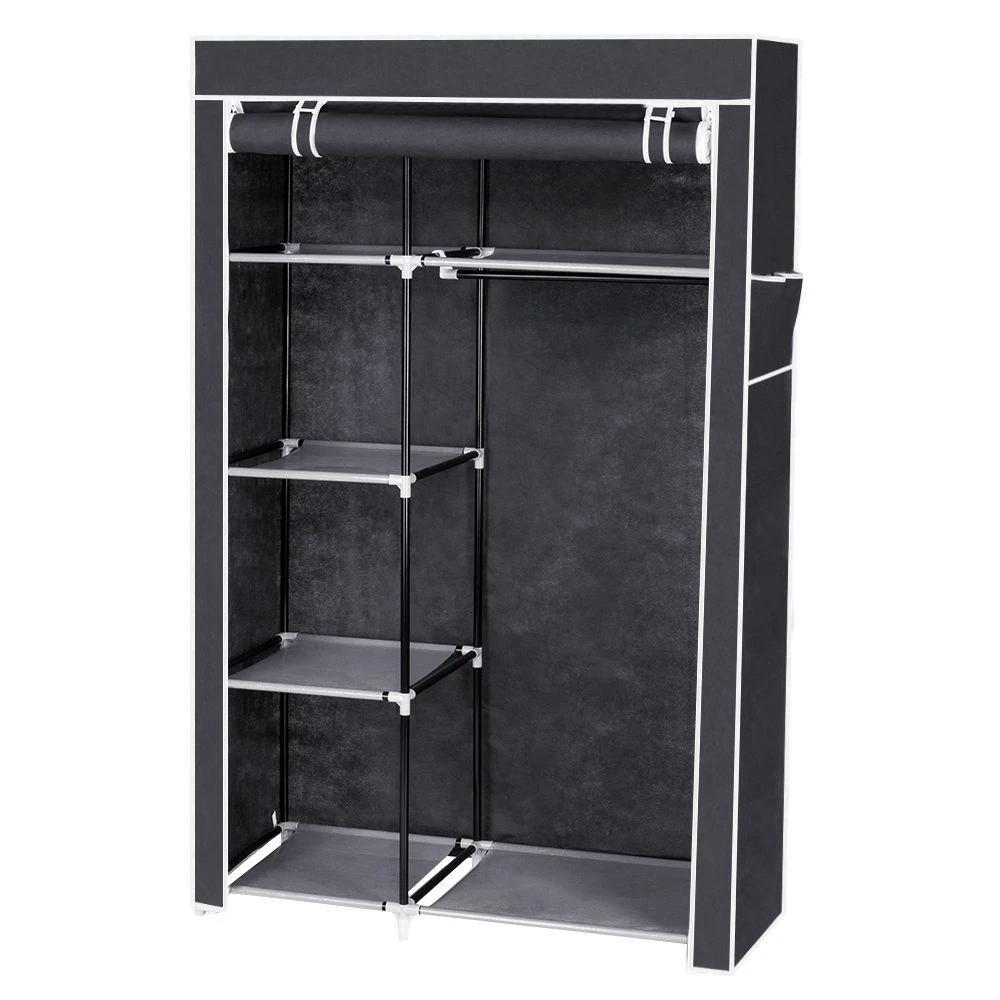 N/A 64" Portable Closet Storage Organizer Wardrobe Clothes Rack with Shelves Gray -