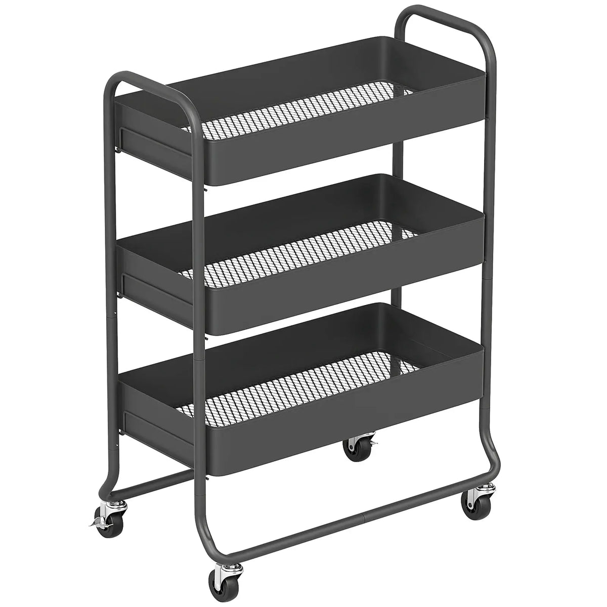 HOMCOM 3-Tier Storage Trolley on Wheels, Rolling Utility Cart with Mesh Backets for Kitchen, Bathroom, Bedroom, Black - from HOMCOM