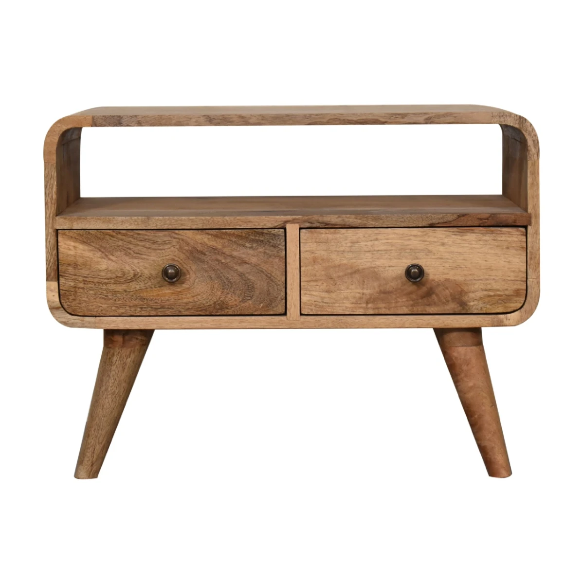 Artisan Furniture Artisan Furniture Mango Wood Mini Media Console With Open Shelf And Two Drawers For Small Spaces - Bedside Table