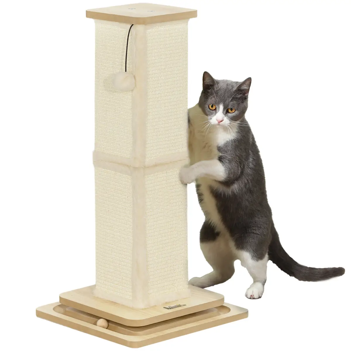 PawHut PawHut 67cm Cat Scratching Post 3 in 1 Cat Scratcher w/ Track Ball Toy - Cat Tree