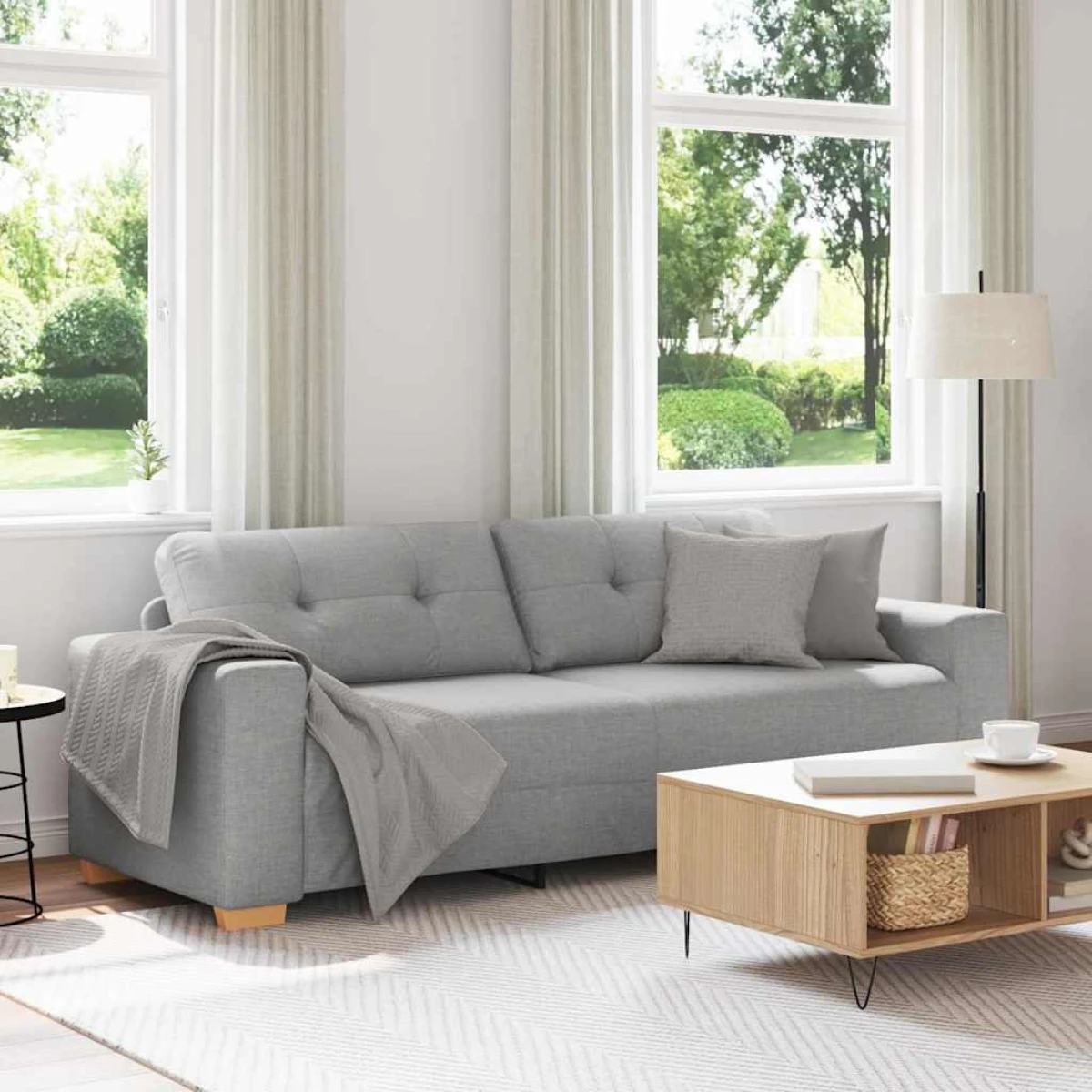 VidaXL 3 Seater Sofa 180 cm Cloud Grey Fabric Living Room by vidaXL