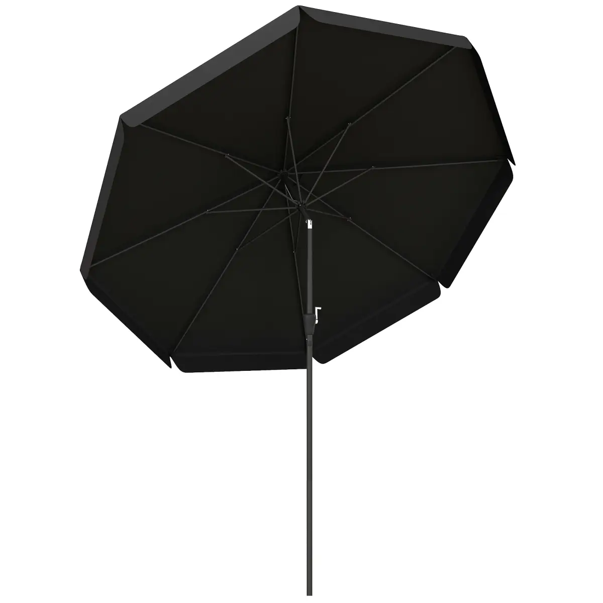 Outsunny Outsunny 2.7m Patio Umbrella Garden Parasol with Crank, Ruffles, 8 Ribs, Black - Parasol