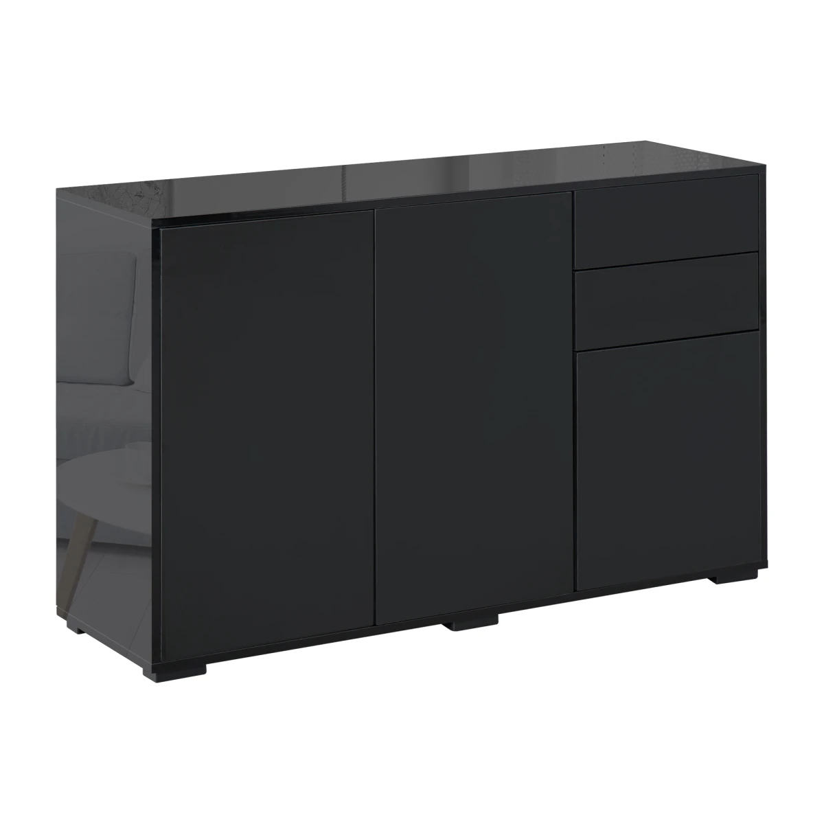 Unbranded Premium Side Cabinet 72W x 18D x 30H Glossy Top Matte Fronts With 2 Doors And 2 Drawers For Home Office - Sideboard