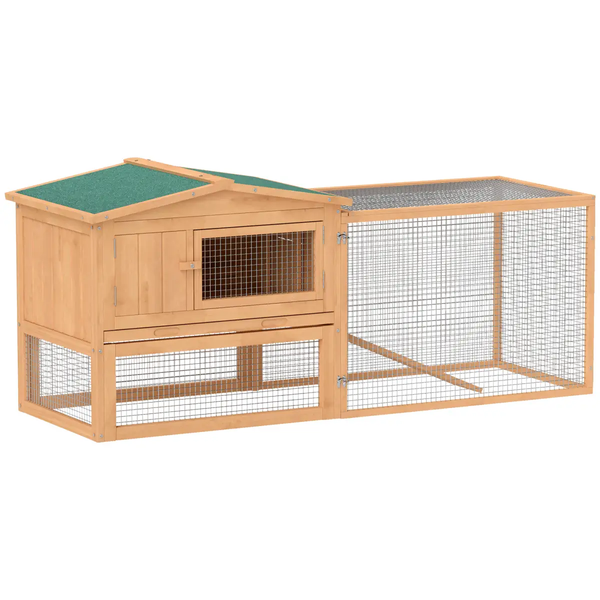 PawHut Wooden Rabbit Hutch Enclosure Run House 2 Tier Large Coop Run Pet - Rabbit Hutch