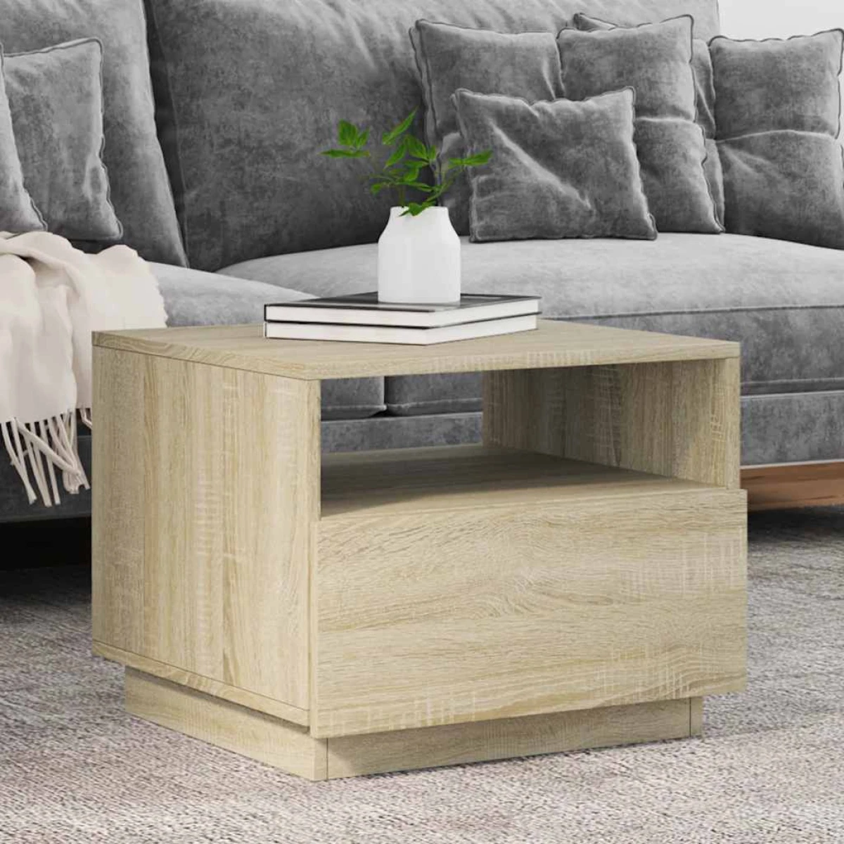 vidaXL VidaXL Coffee Table 50x49x40cm LED Lights Home - Coffee Table