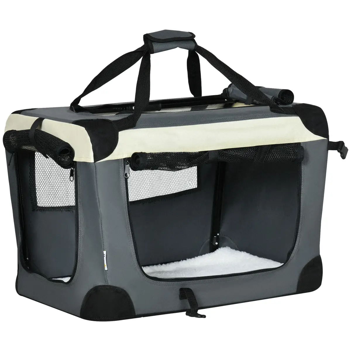 Unbranded 60cm Foldable Pet Carrier w/ Cushion, for Mini Dogs and Cats - Grey Pawhut - Pet Carrier