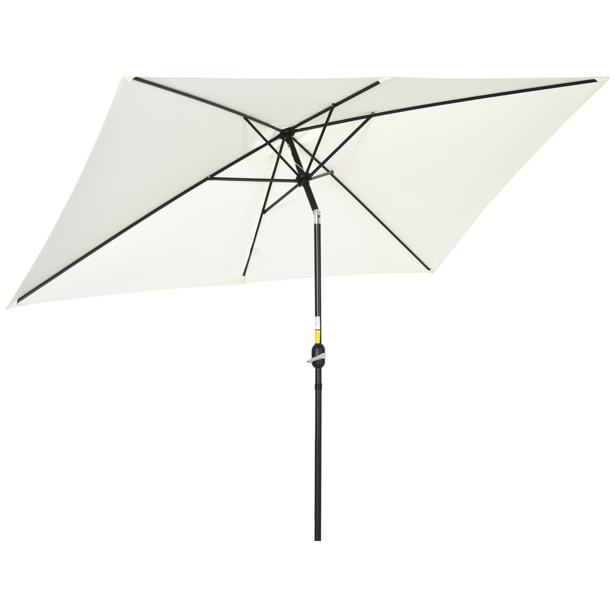Outsunny 3x2m Patio Parasol Canopy Tilt Crank 6 Ribs Sun Shade Garden White - Parasol