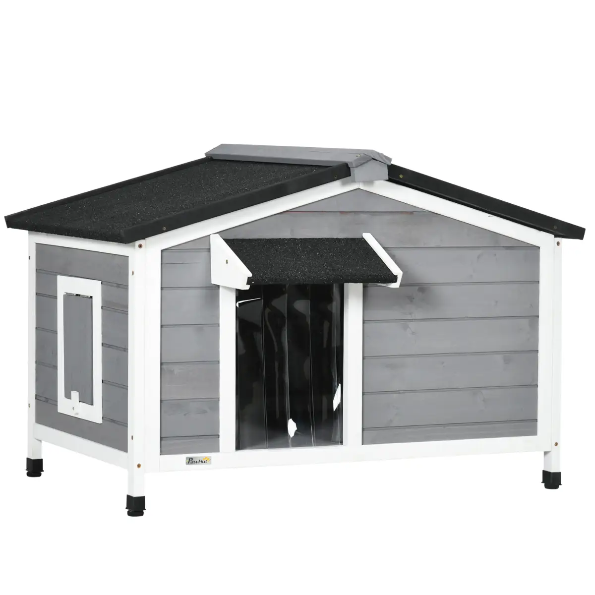 PawHut PawHut Wooden Dog Kennel for Outside 97L x 72W x 65Hcm, Grey - Dog Kennel