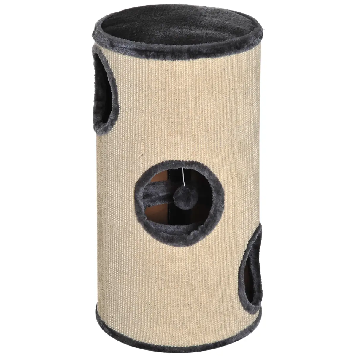 Unbranded Cat Scratching Barrel Sisal Activity Center 3 Dens Observation Deck 70H Pawhut - Scratching Posts