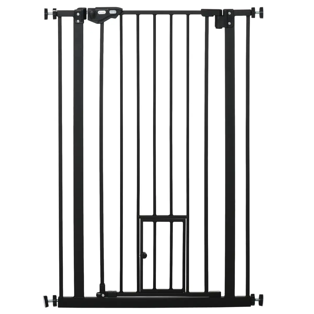 Extra Tall Dog Gate with Cat Door Auto Close for Stairs 74-80 cm Wide Pawhut - Pet Gate