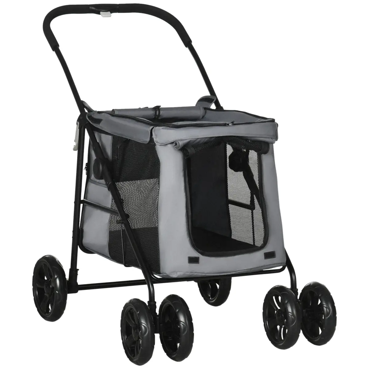 PawHut PawHut One-click Foldable Pet Stroller w/ Mesh Windows, for Small Pets - Grey - Pet Carrier