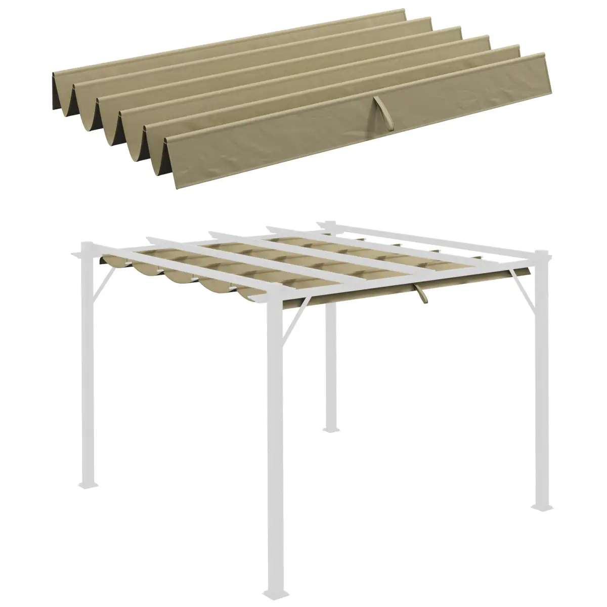 Outsunny Pergola Shade Cover for 3 x 3m Pergola, Replacement Canopy Fabric Only, Tan - Gazebos