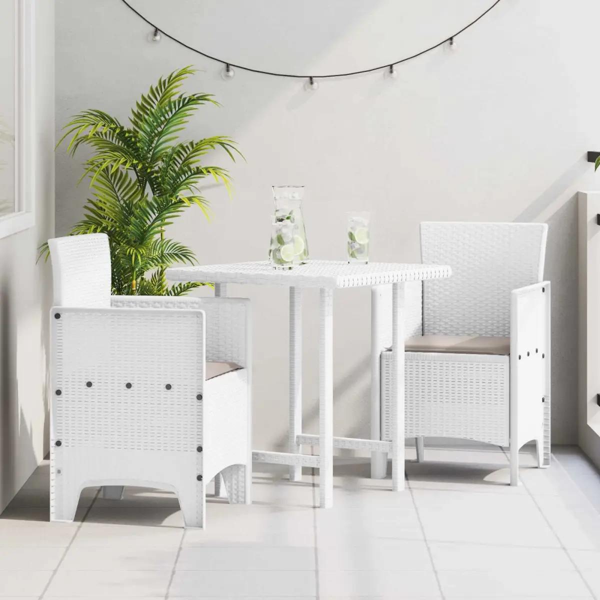 vidaXL vidaXL Garden Chair 2 pcs White 53 x 49 x 85 cm Polypropylene - Garden Chairs