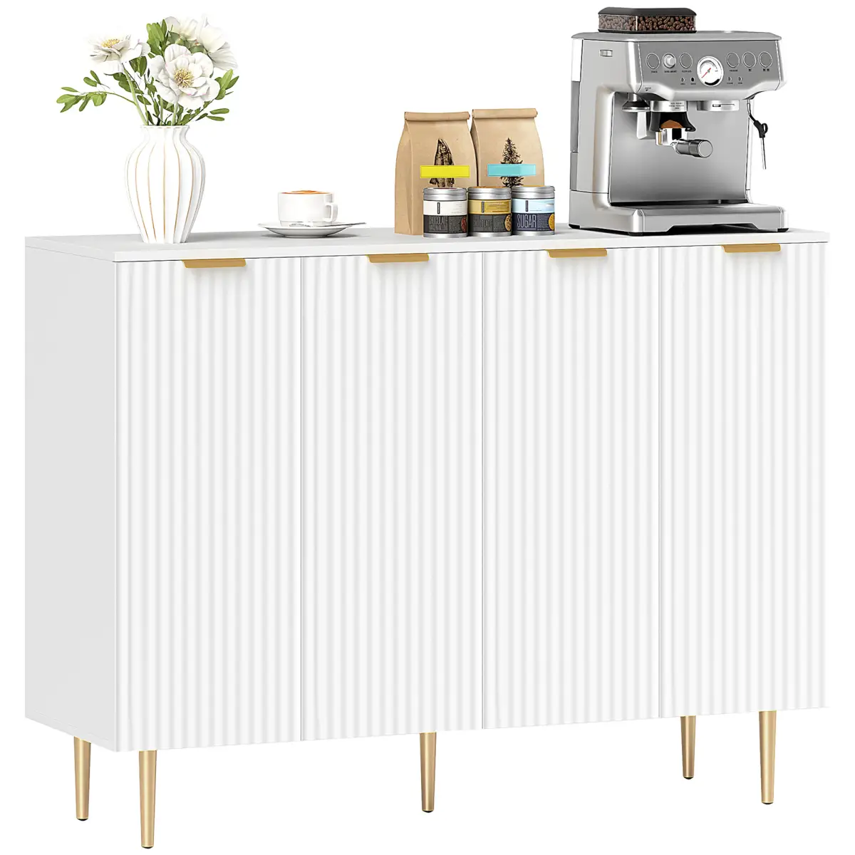 HOMCOM HOMCOM Sideboard Buffet Cabinet with Adjustable Shelves, White - Sideboard