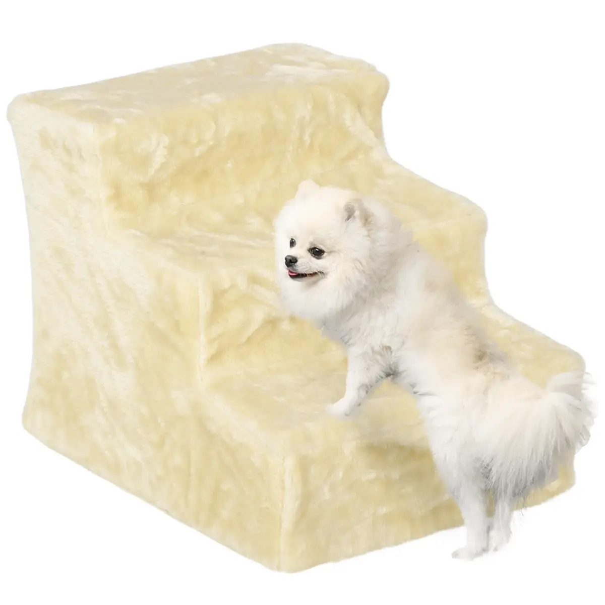 PawHut PawHut Three-Step Portable Dog Stairs with Washable Plush Cover - Dog Steps