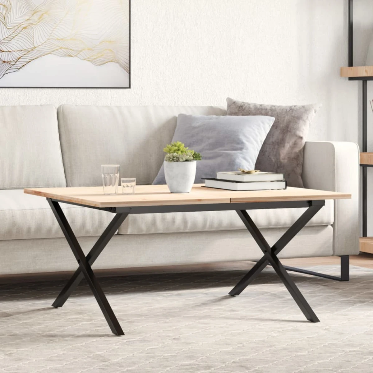 vidaXL Coffee Table Legs X Frame 80x70x43 cm Powder Coated Steel Heavy Duty For DIY Furniture by vidaXL