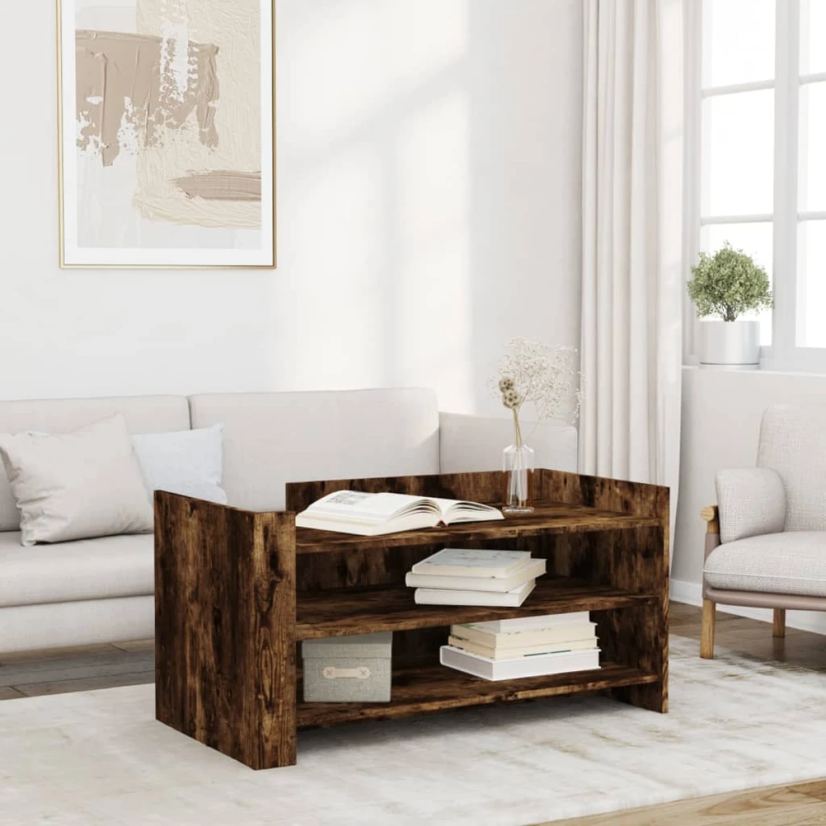 vidaXL Coffee Table 100x50x50 cm Engineered Wood Moisture Resistant Living Room Storage Shelves by vidaXL
