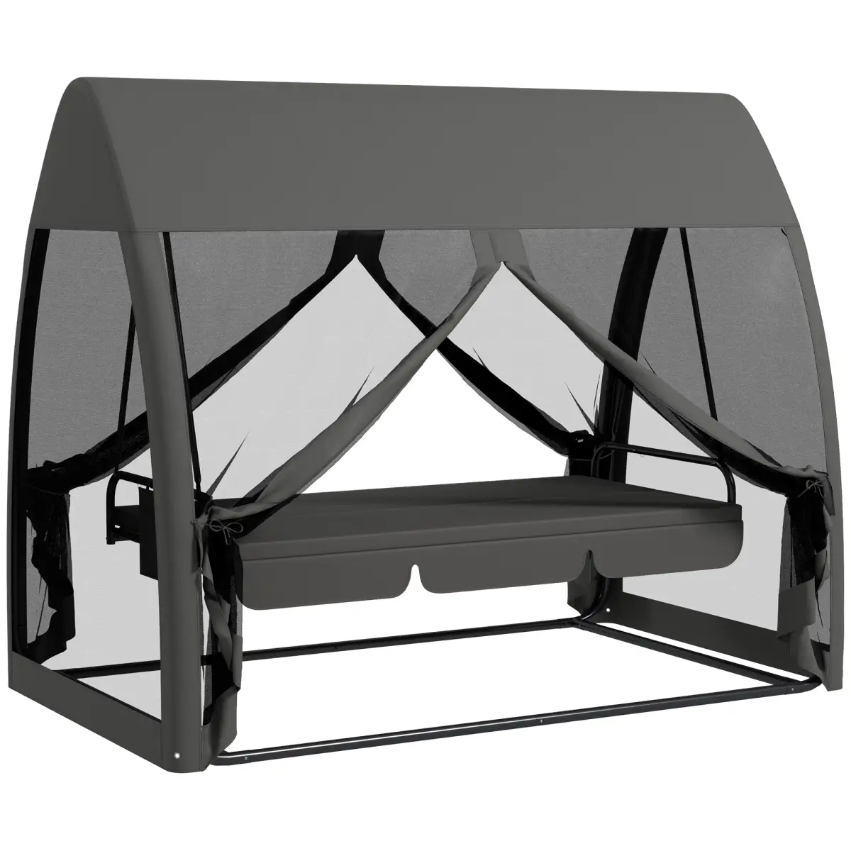 Outsunny Outsunny Garden Swing Chair Patio Hammock 3 Seater Bench Canopy Lounger Grey - Hammocks