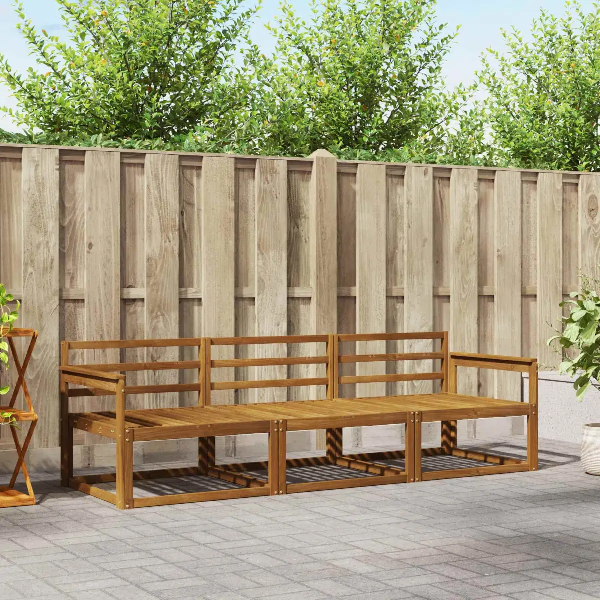 vidaXL vidaXL Outdoor Sofa Set 3 pcs Natural Solid Acacia Wood - Garden Sofa Sets