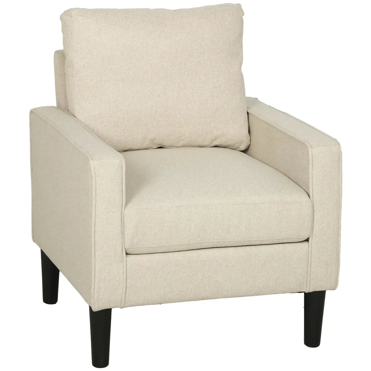 HOMCOM Accent Chair, Removable Pillow Linen Armchair with Comfy Spring Cushion for Living Room, Bedroom, Study, Cream - from HOMCOM