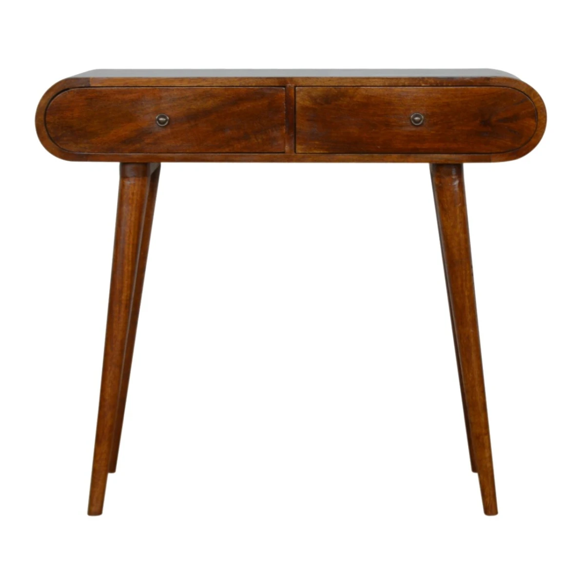 Artisan Mango Wood Compact Console Table London Chestnut Finish With 2 Drawers Nordic Legs Living Room by Artisan Furniture