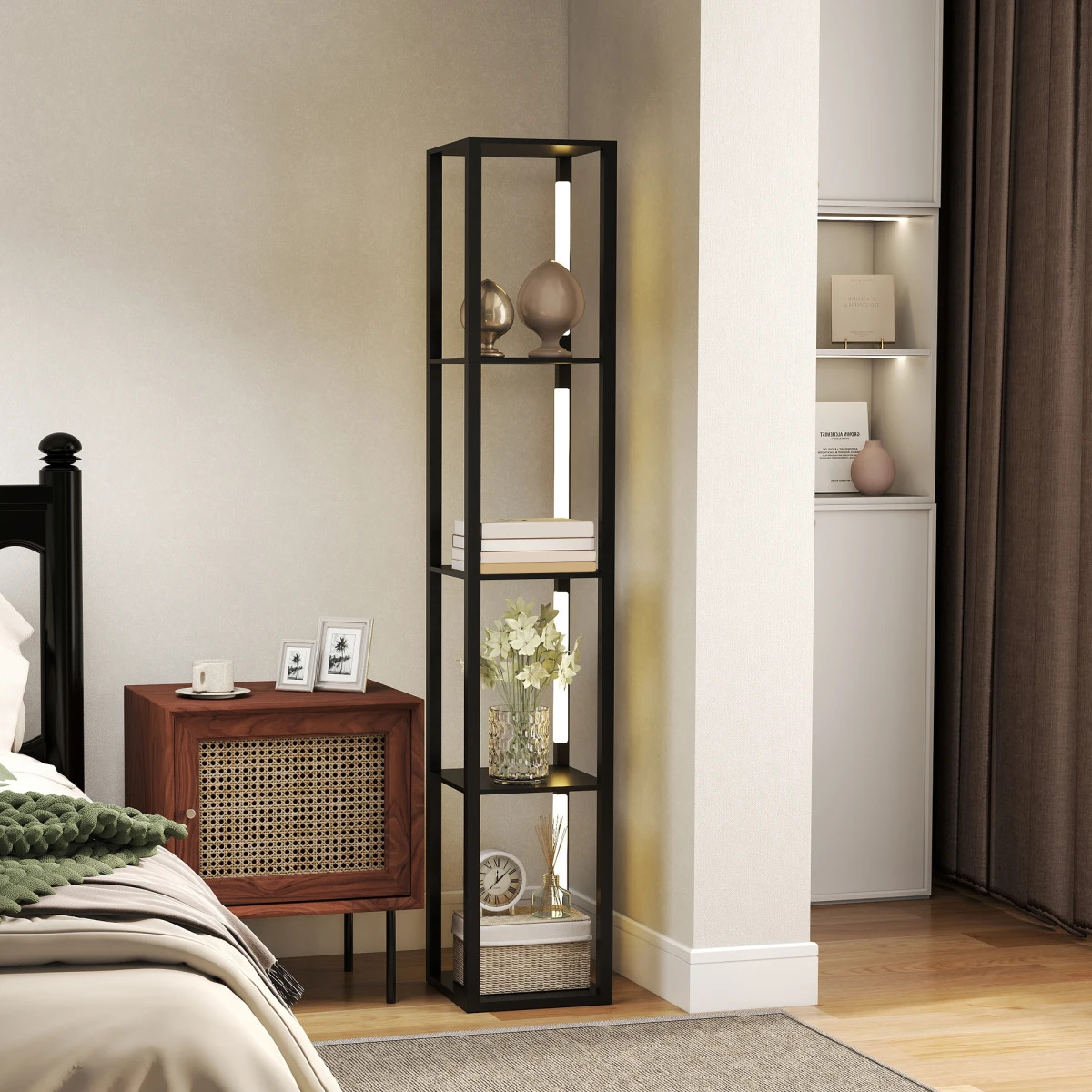Premium Floor Lamp 4Tier Shelf Warm Glow Home by N/A