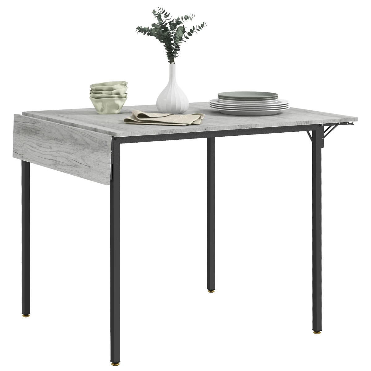 PawHut HOMCOM Folding Dining Table 2-4 Seats Drop Leaf Grey Kitchen - Uncategorized