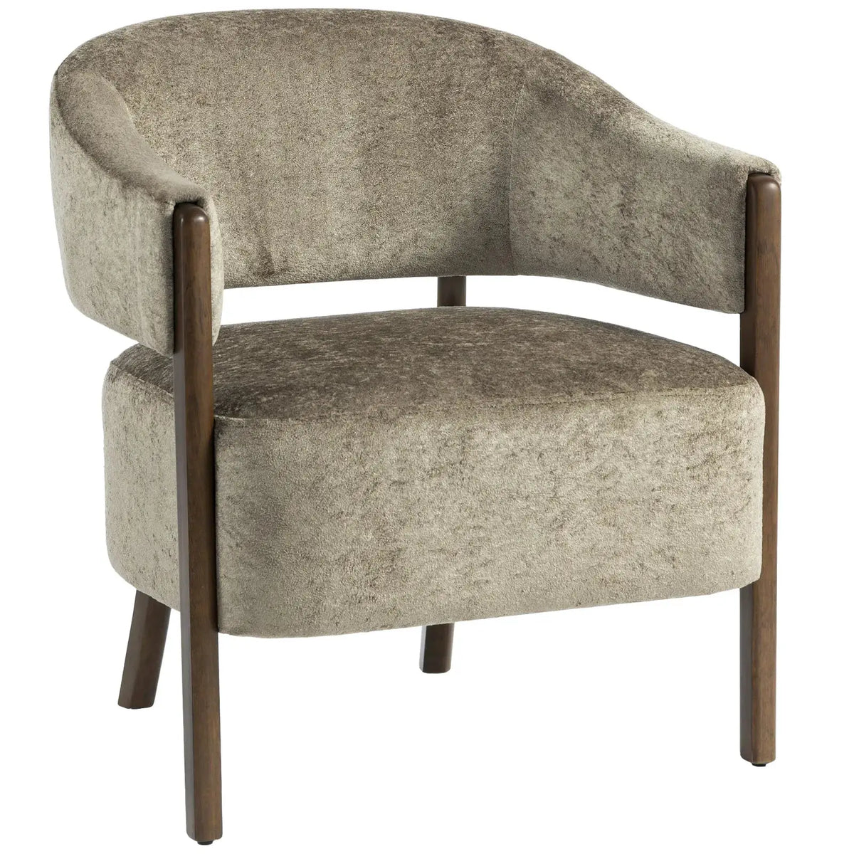HOMCOM Accent Chair, Upholstered Tub Chair with Solid Wood Frame and Legs, Light Brown - from HOMCOM
