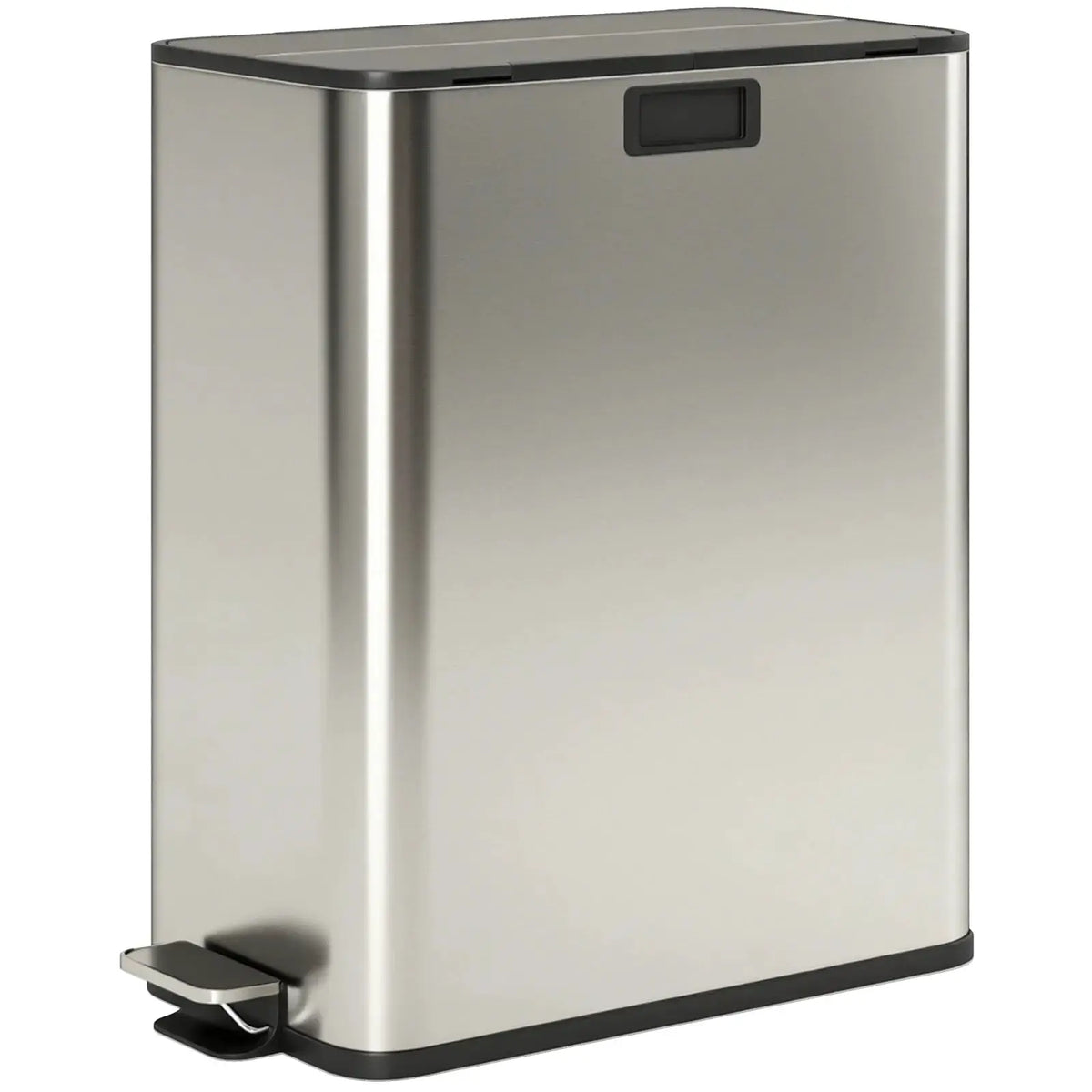 HOMCOM Dual Kitchen Bin with Soft-Close Butterfly Lid, 2 x 28L Stainless Steel Pedal Bin with Removable Inner Buckets, Fingerprint-Proof for Recycling and Waste, Silver Tone - from HOMCOM