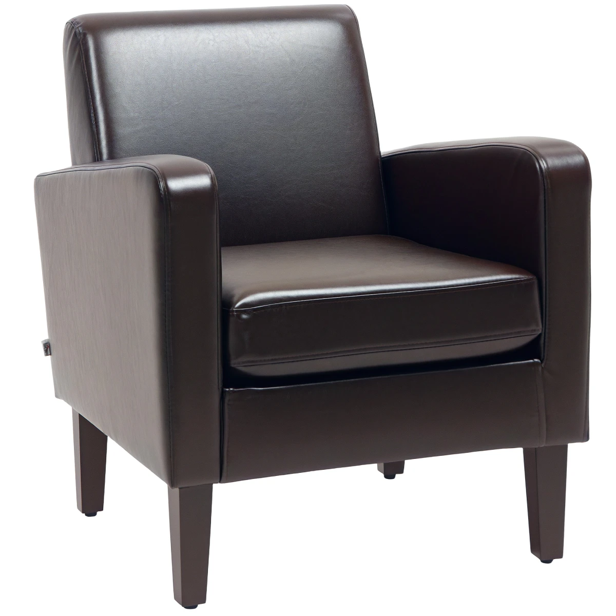 HOMCOM Armchair Compact PU Leather Eucalyptus Wood Bedroom - Armchair