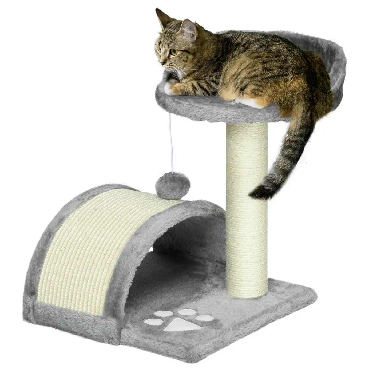 PawHut Cat Tree, Kitten Scratcher Activity Centre w/ Sisal Scratching Post, Toy Ball - Cat Tree