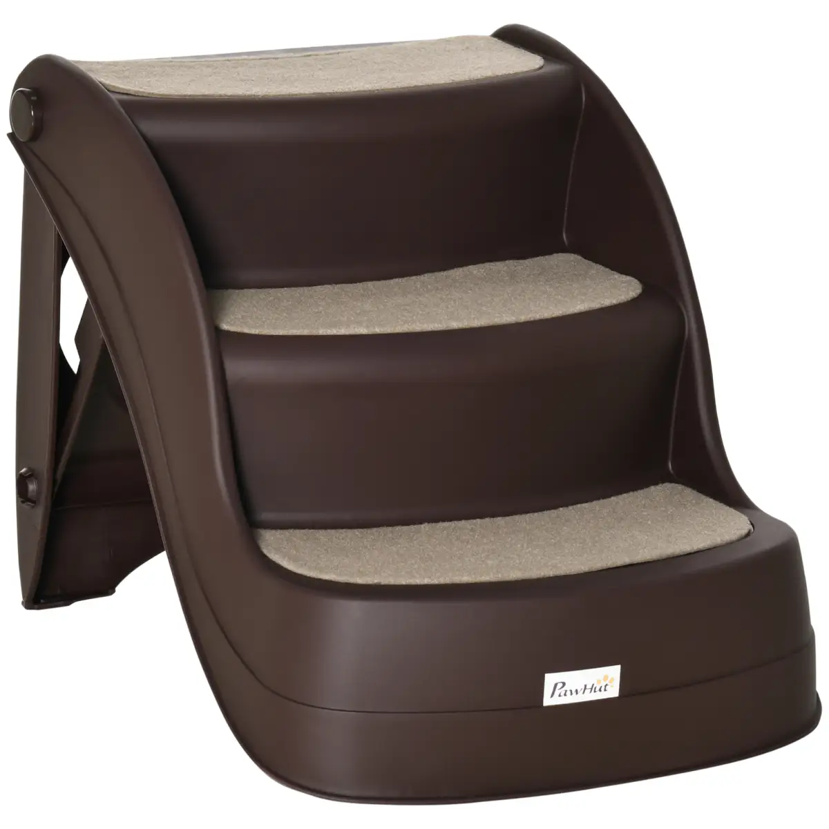 Unbranded Portable Dog Steps Non-slip Pet Stairs 3-Step Design for High Beds Sofas, Brown - Dog Steps