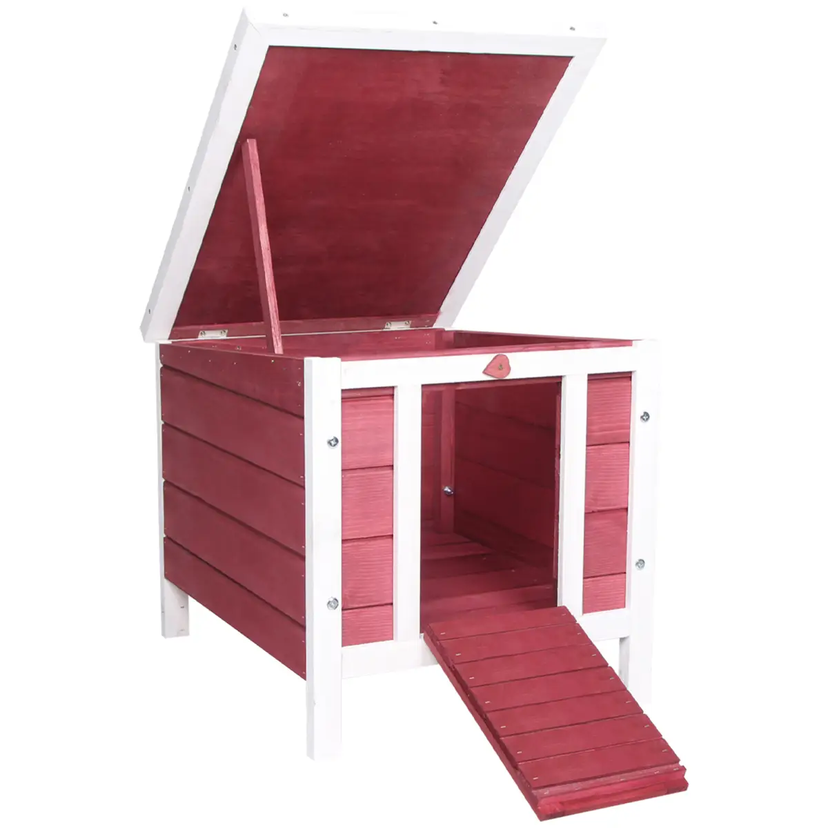 PawHut PawHut Wooden Rabbit Hutch Bunny Cage Guinea Pig House Pet Habitat Ferret Red - Rabbit Hutch