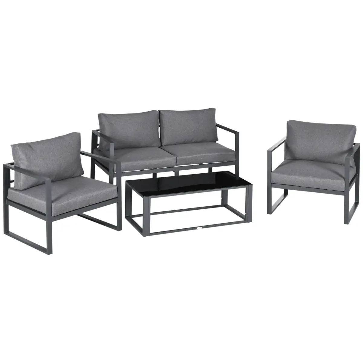 Outsunny Outsunny 4 Pieces Garden Sectional Sofa Table Furniture Set Aluminium w/ Cushion - Garden Set