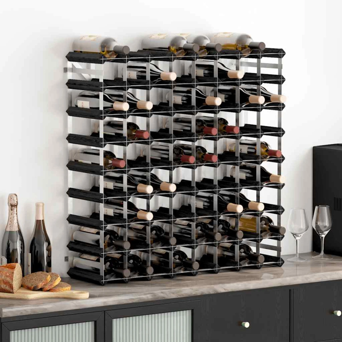 vidaXL vidaXL Wine Rack for 72 Bottles Black Solid Pine Wood - Wine Rack