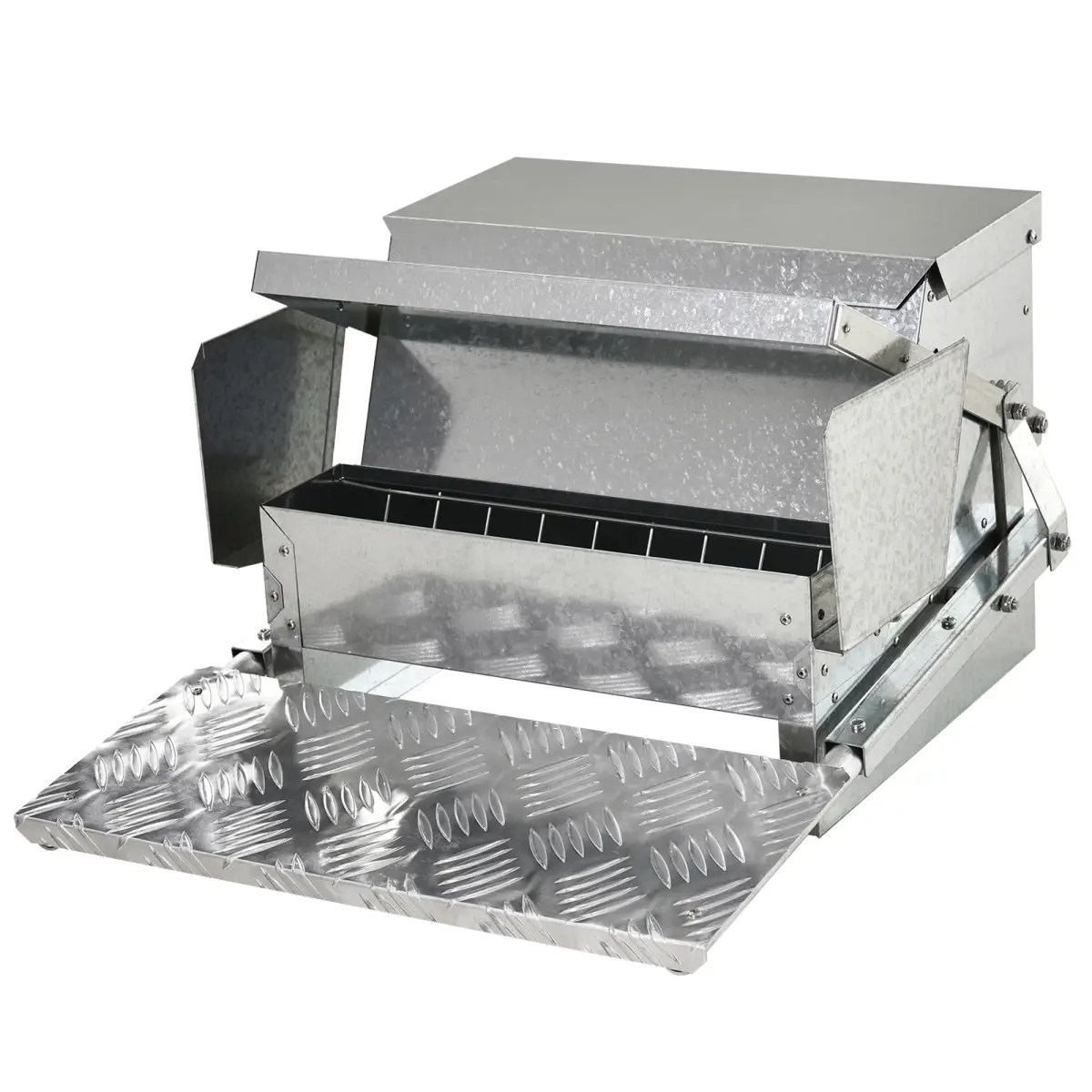 Pawhut Automatic Chicken Feeder Galvanized Steel Poultry Feeders, 11.5kg of Feeds - Chicken Coop