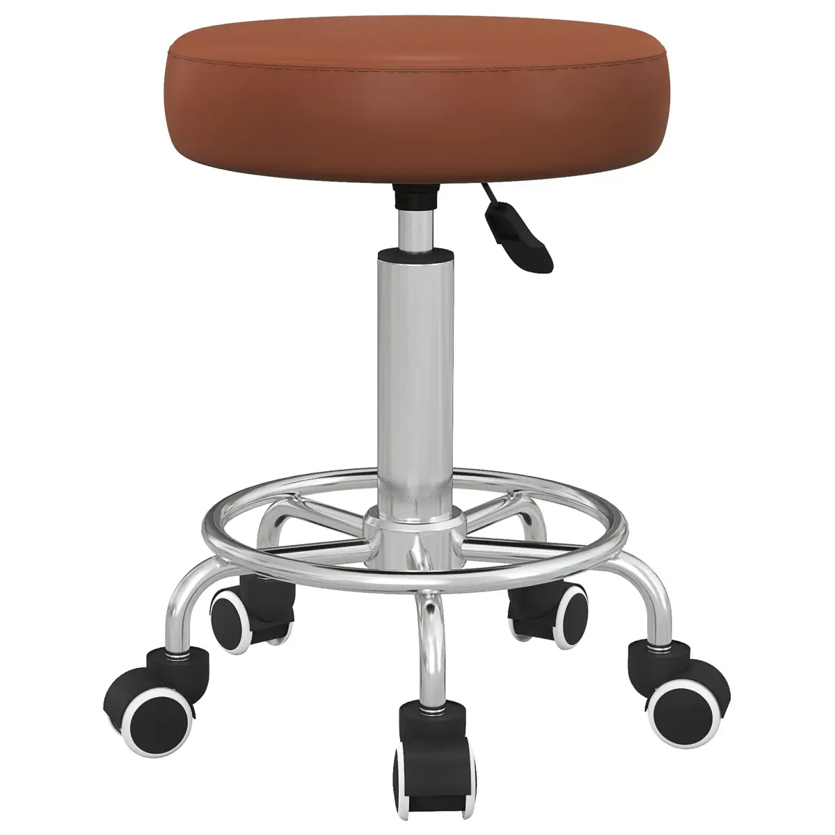 Vinsetto Vinsetto Round PU leather Salon Beautician Stool Adjustable Height, Brown - Bar Stool