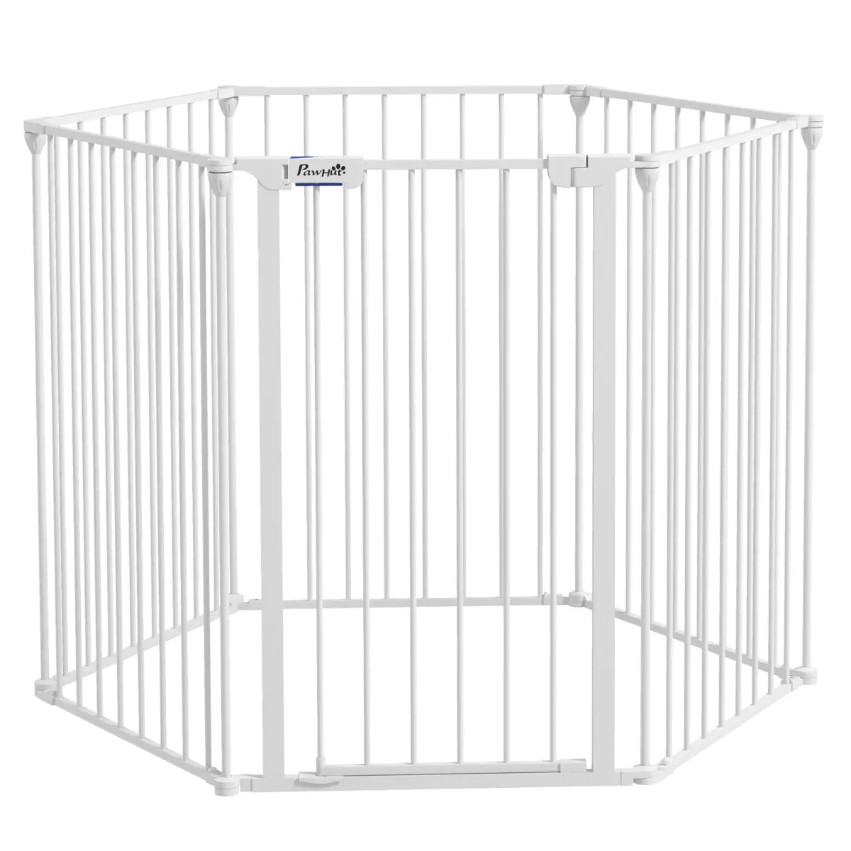 PawHut PawHut 2 in 1 Dog Pen, Safety Pet Gate, 6 Panels, for Medium Dogs, 90Hcm - White - Pet Gate